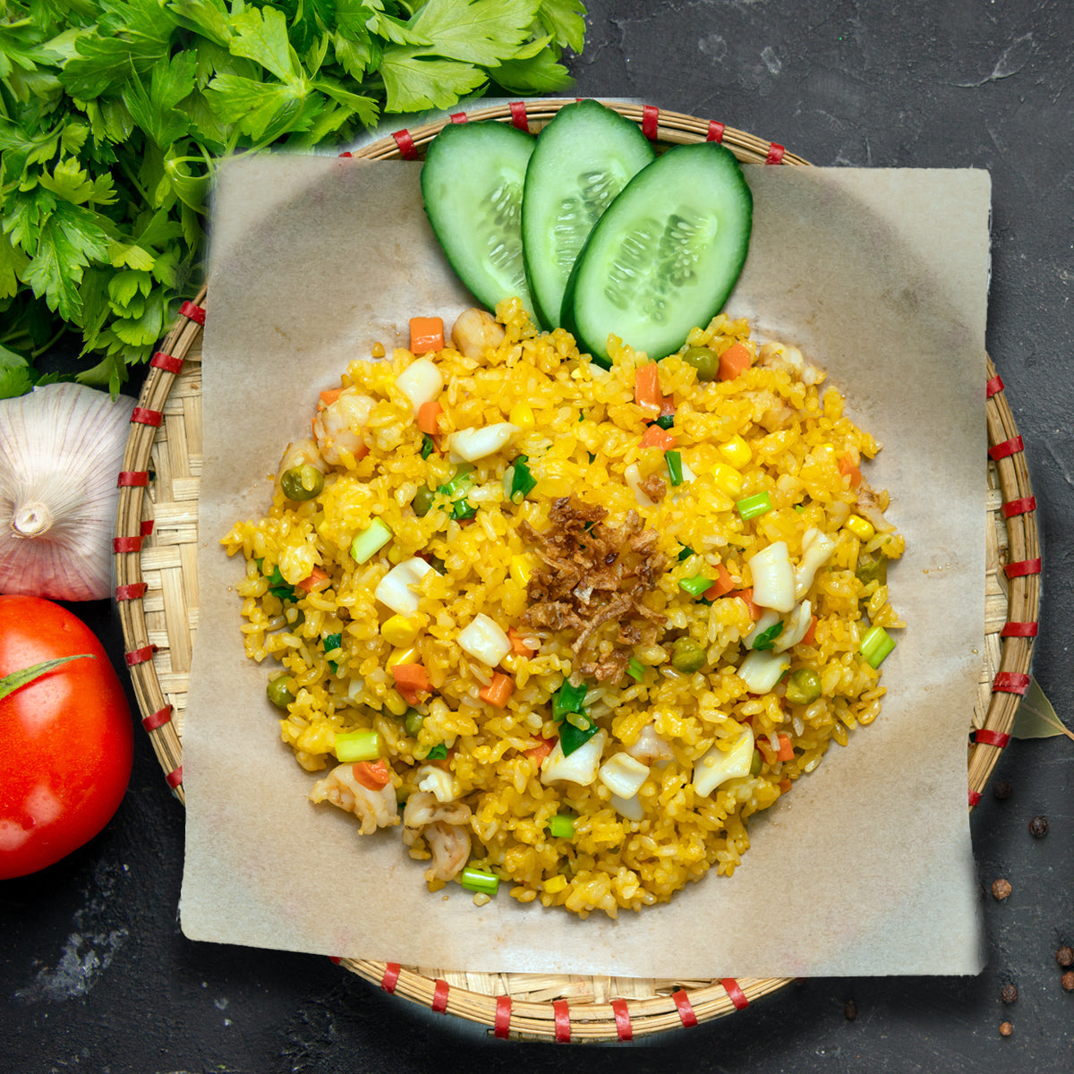 E02. Com Rang Hai San - Seafood Fried Rice